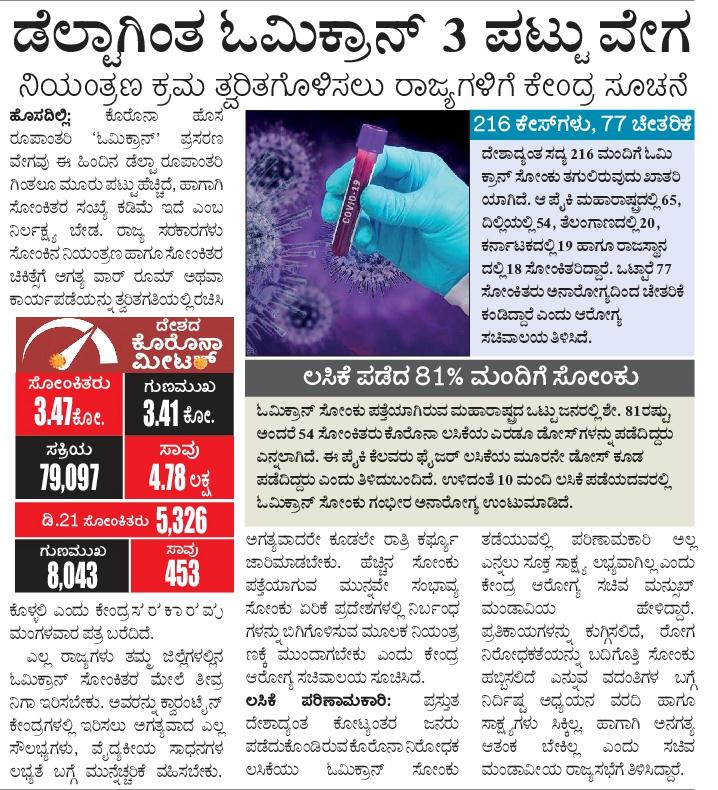 ಲಸಿಕೆ ಪಡೆದ ಶೇ.81ರಷ್ಟು ಮಂದಿಯಲ್ಲೂ ಸೋಂಕು ! 
ಮುನ್ನೆಚ್ಚರಿಕೆಯೂ ಮದ್ದೇ... 
<a href="/Vijaykarnataka/">vijaykarnataka</a> #OmikronVariante