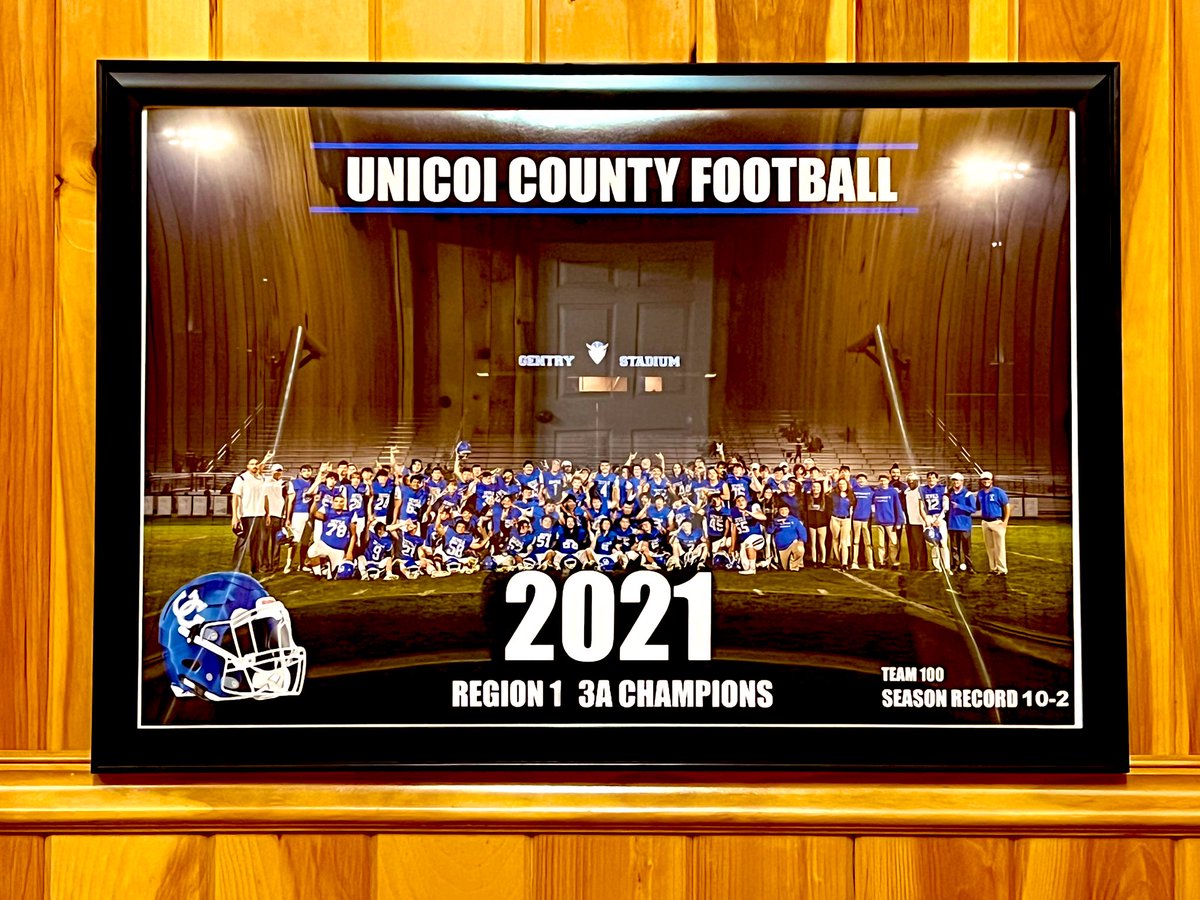 Got this hung up today in the staircase of our field house. Championships are forever! #Team100 #ForksUp