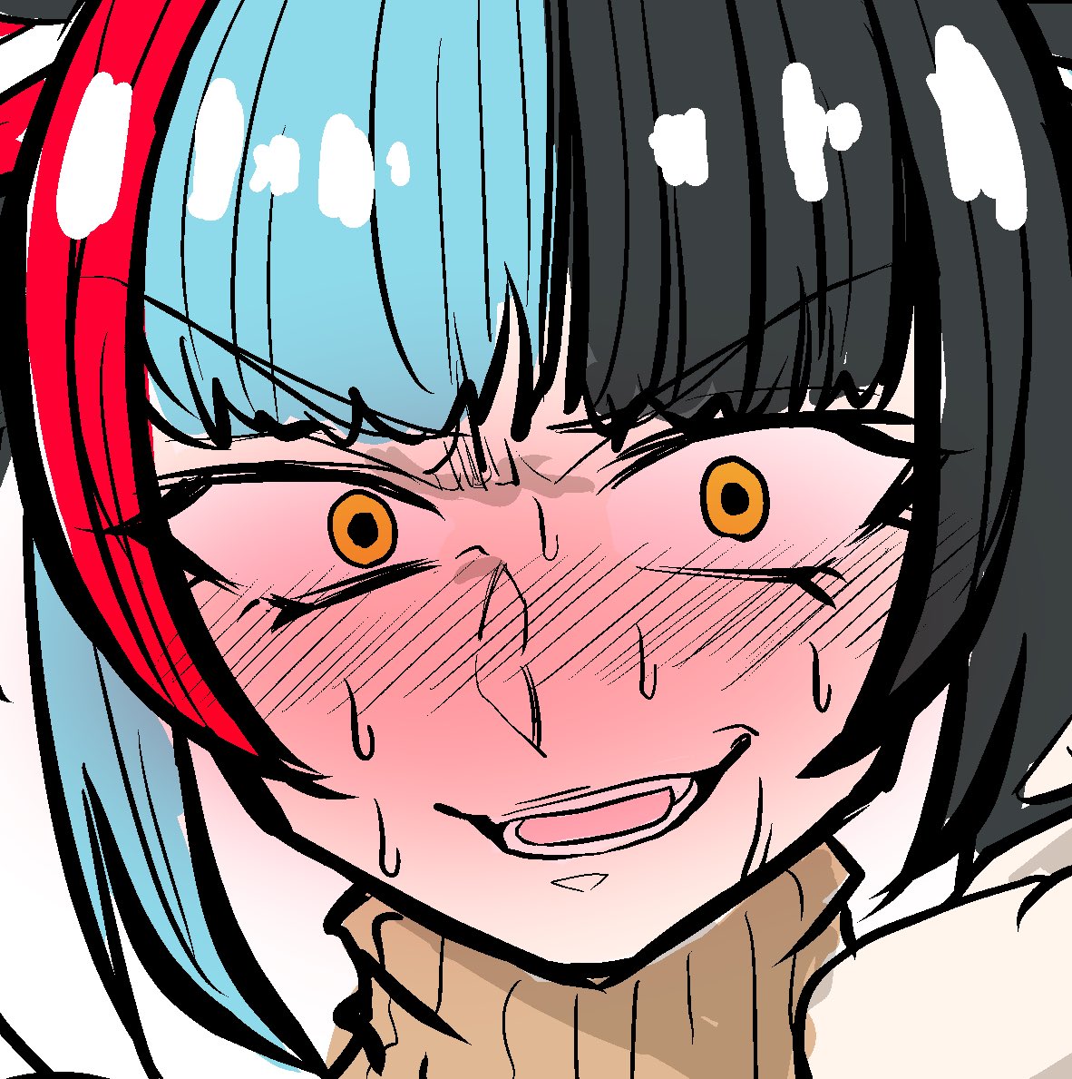 眉間にしわ寄せたニヤケ顔好き でおたま C100日曜東 ロ 01aのイラスト