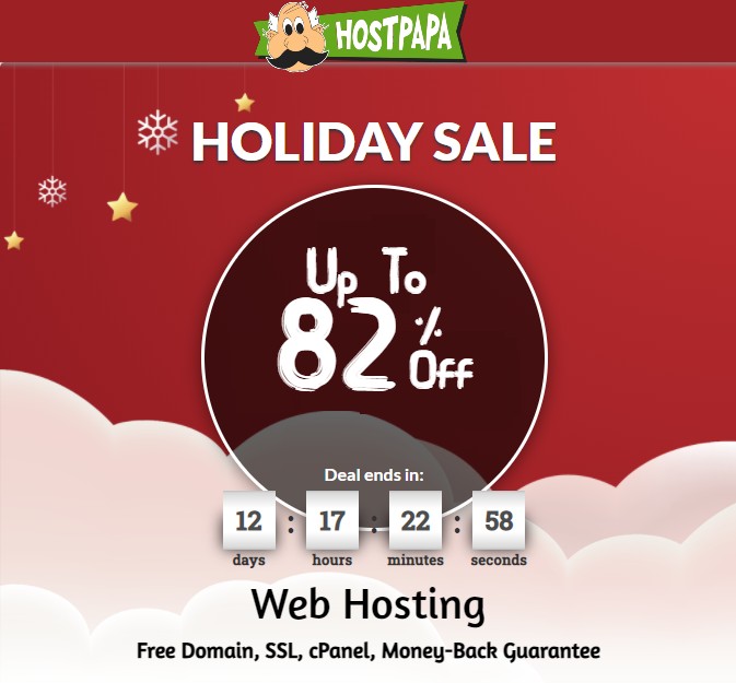 HostPapa Christmas Web Hosting Deals, HostPapa New Year web hosting deals, HostPapa Xmas web hosting sale