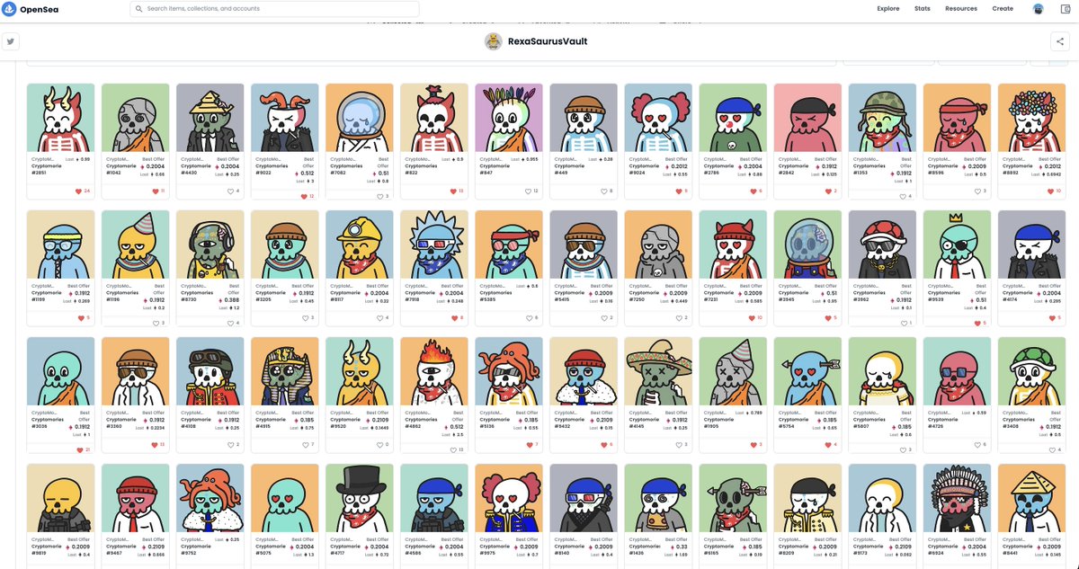 flexasaurusrex's tweet image. 60 #Mories in my vault 
60 #Cryptomories in my vault 
You know the Rex rolls hard 
60 #Mories in his vault. 
@CryptoMories