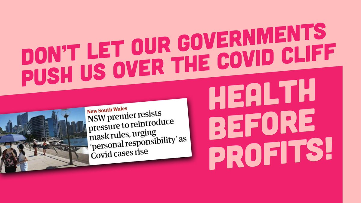 lockdowntozero's tweet photo. ‘Personal responsibility’ is code for letting COVID rip through our community.  ✨PUBLIC HEALTH MUST COME FIRST ✨#Domicron #Perrottet #COVID19  please join us to organise for public health measures that will save lives. https://t.co/rZAHyqysm6