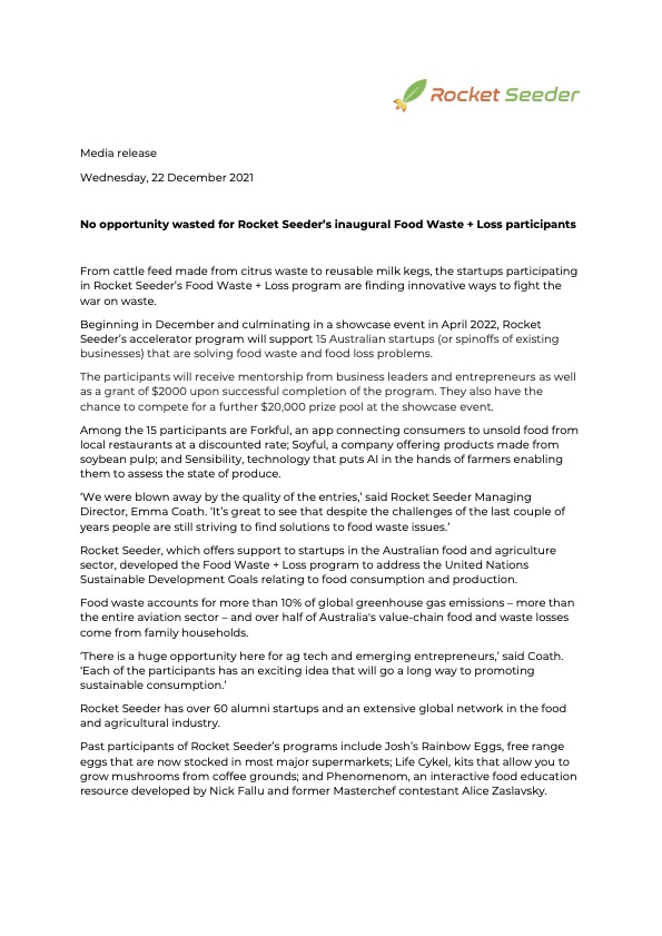RocketSeeder's tweet photo. Visit our website - https://t.co/jTveVPfkS4 - to view the full media release.

#foodwaste #foodloss #FoodLossAndWaste #circulareconomy #VicGoesCircular ​​#foodforthought #foodsystems #zerowaste https://t.co/YFk6wZ0fvC
