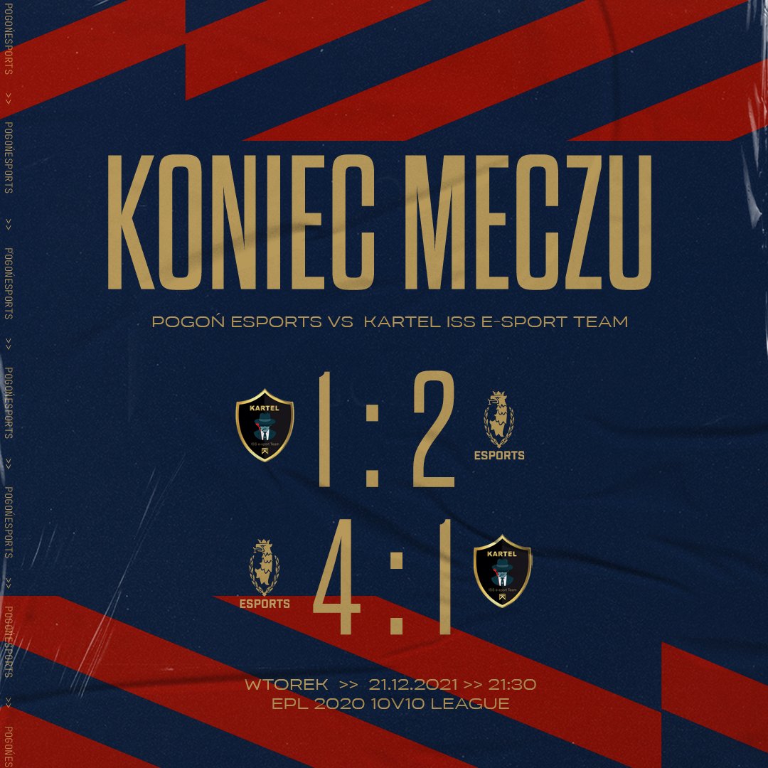 Wicelider Epl2020 League 10vs10 jest nasz! 🤩

Kończymy ligowy sezon EPL zwycięstwem na Kartel ISS E-Sport Team. Brawo portowcy, to był naprawdę dobry występ w waszym wykonaniu! ⚓️