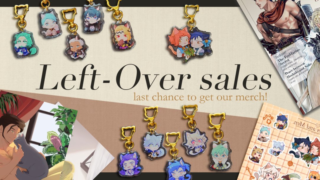 OfMewsandMen's tweet photo. Miss your chance to take home the amazing Of M&amp;M zine and merch?

Here's your last shot!
 >>>>>> https://t.co/HpQvcprYKm

Check out the combined @OfMewsandMen and @fe_daggers Left Overs, and get all your favorite cat boys! 

Open until JAN 7th!!!! 🐱 https://t.co/KSQjXL6Nit