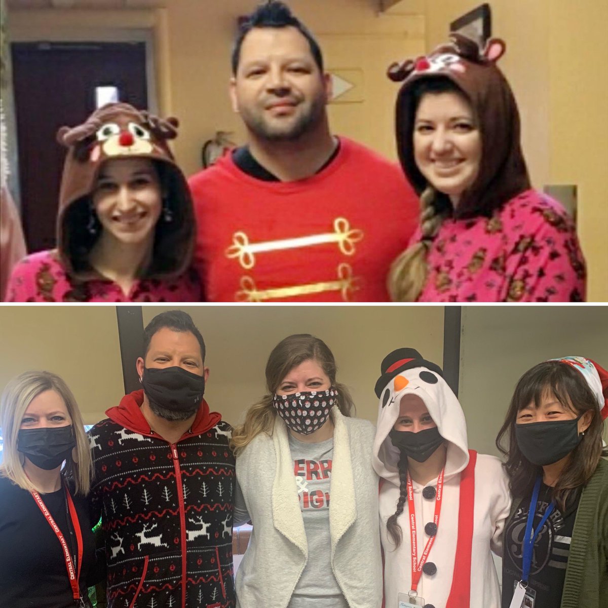 MsHassler226's tweet photo. How it started vs. how it’s going… Pajama Day, teacher edition!  @asdcentral #pajamaday #spiritweek #coworkersturnedfamily #fouryearsandcounting https://t.co/Kx1stOth2K