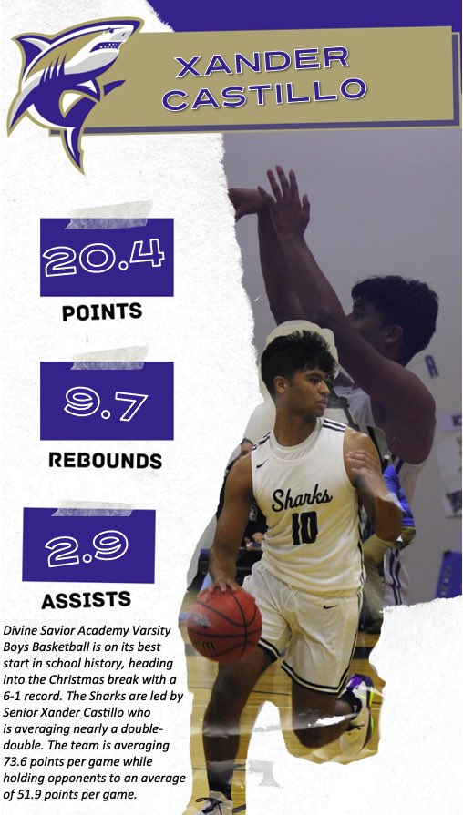 Senior Xander Castillo having a solid season for the Divine Savior Sharks