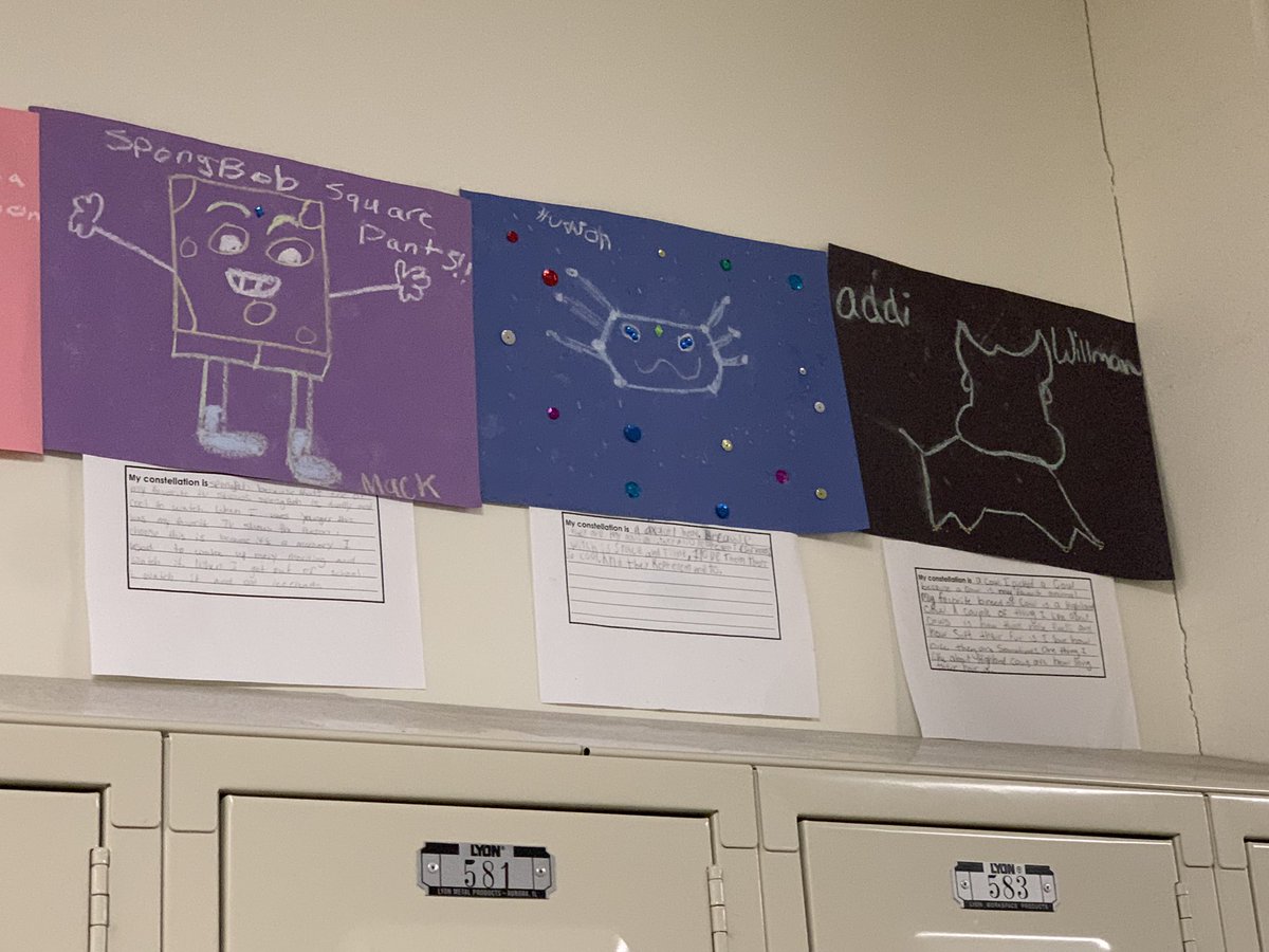 JodiBoschert's tweet photo. As a GRA culminating project our students made constellations to represent themselves and they wrote why they chose that constellation and what it means to them. Students were able to celebrate how literature has the power to impact our lives in positive ways. #GRA #OFarmPride https://t.co/umfcZl4Uqg