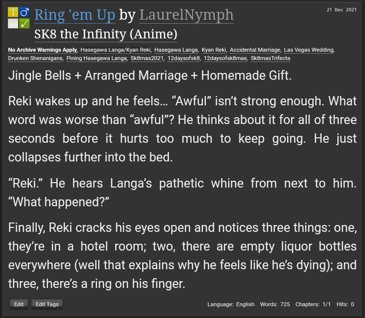 dreamingofcake's tweet photo. Jingle Bells + Arranged Marriage + Homemade Gift.
https://t.co/mCwF6nBjfY
#Sk8mas2021 #12daysofsk8 #12DaysofSk8mas #Sk8masTrifecta #renga https://t.co/exNlFSUy0T