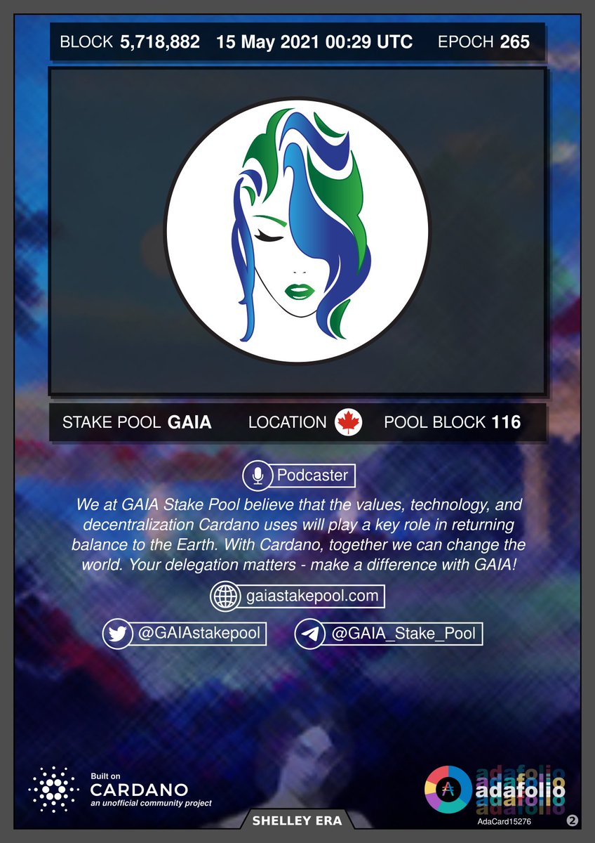 GAIAstakepool's tweet photo. Hey #nftcollectors , it's time for #CNFTGiveaway #3 !🥳

Prizes (1 per entrant): 
4 Uncommon GAIA, 4 Common GAIA #ADAcards courtesy of @adafolio1 🙏

To enter:
👍Follow @adafolio1 @GAIAstakepool 
❤️Like + 🔁Retweet
🍀Be a GAIA #delegator (post $ADA receive address below)

#CNFTs https://t.co/IzY7bOssOX