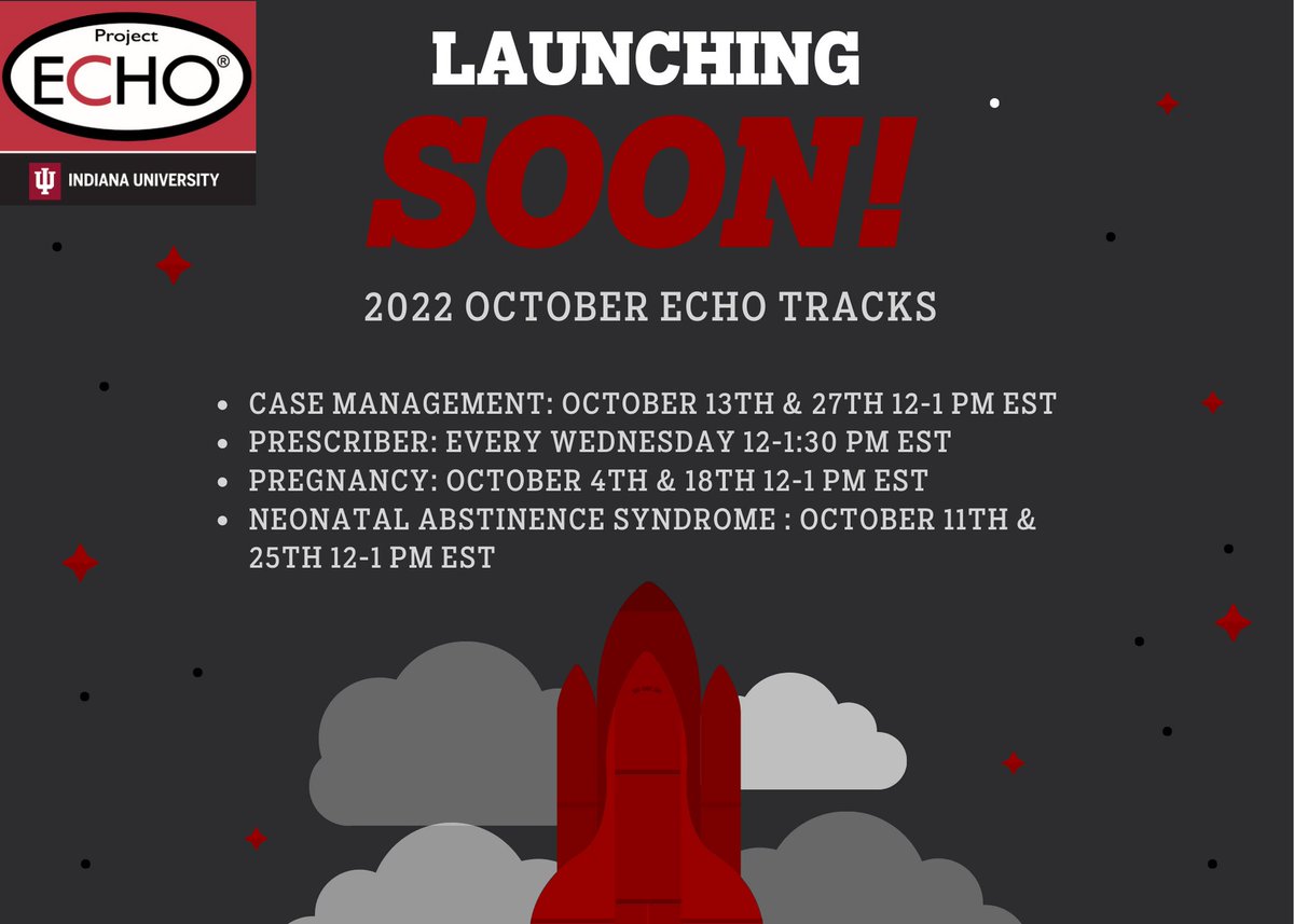 Our October ECHO tracks will launch soon starting October 4th with a pregnancy presentation! Check our page weekly for the breakdown of specific topics for each presentation.