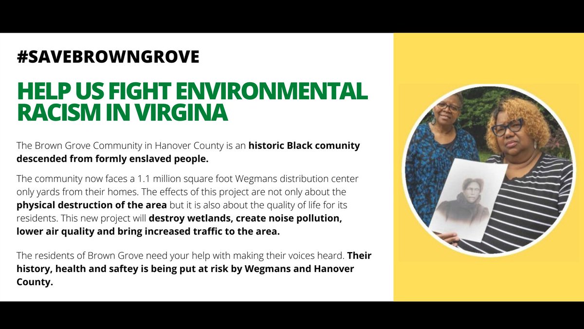 CTTT_RVA's tweet photo. Join the Brown Grove Community on Tuesday, Jan. 11th from 6 to 7:30 pm EST via Zoom for conversations about community's rich history and how you can help them fight environmental racism in their own back yards! #Savebrowngrove #EnvironmentalJustice #BLM
https://t.co/WkwV7YSrmN https://t.co/d18fHOcj3v