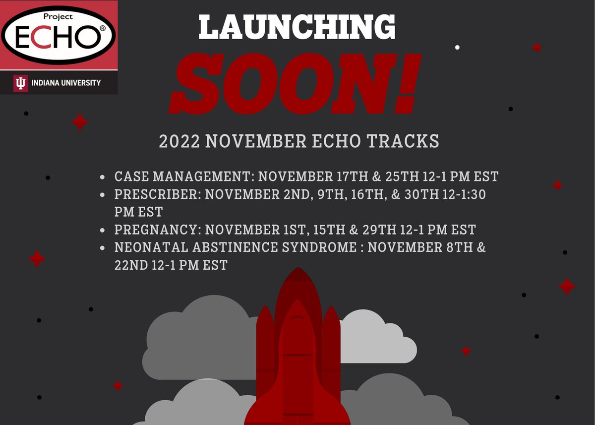 Our November ECHO tracks will launch soon starting November 1st with a pregnancy presentation! Check our page weekly for the breakdown of specific topics for each presentation.