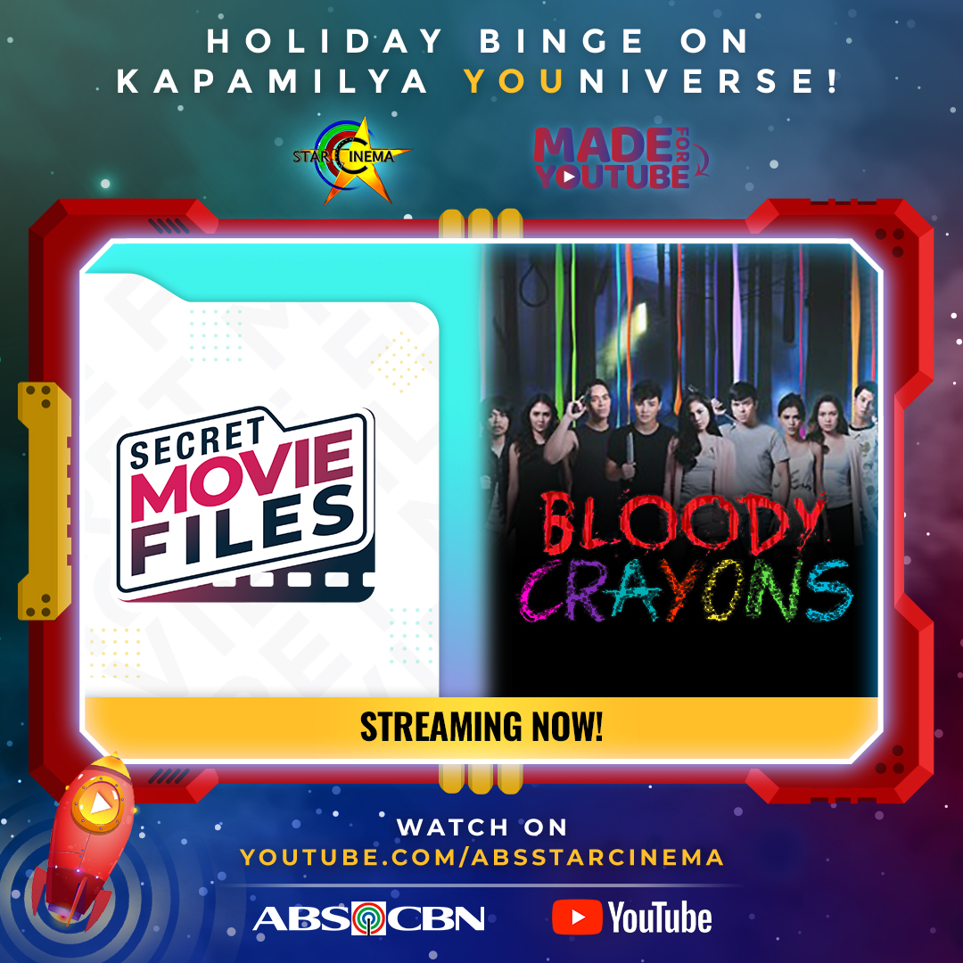 ABSCBN's tweet photo. Holiday break is also the season to binge watch - real ghost stories, alternate endings, and potential sequel?!? 😨
After seeing the movie, watch the #SecretMovieFiles of Bloody Crayons! https://t.co/mTQJDyxSr9 https://t.co/OLSSKoSKkq