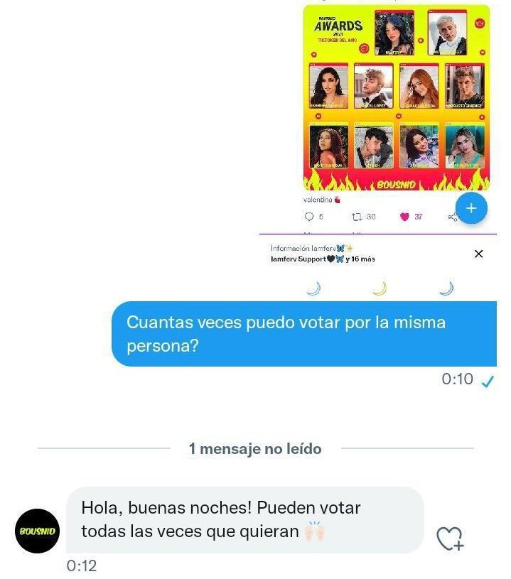 Respecto a la cantidad de votos que se pueden hacer por @iamfervalentina en la nominación de <a href="/bousnid/">Bousnid</a> en instagram. La cantidad es ilimitada.
¡Hay que darlo todo Ferevers! ✨

Link: instagram.com/p/CXwu8tQFIzD/…