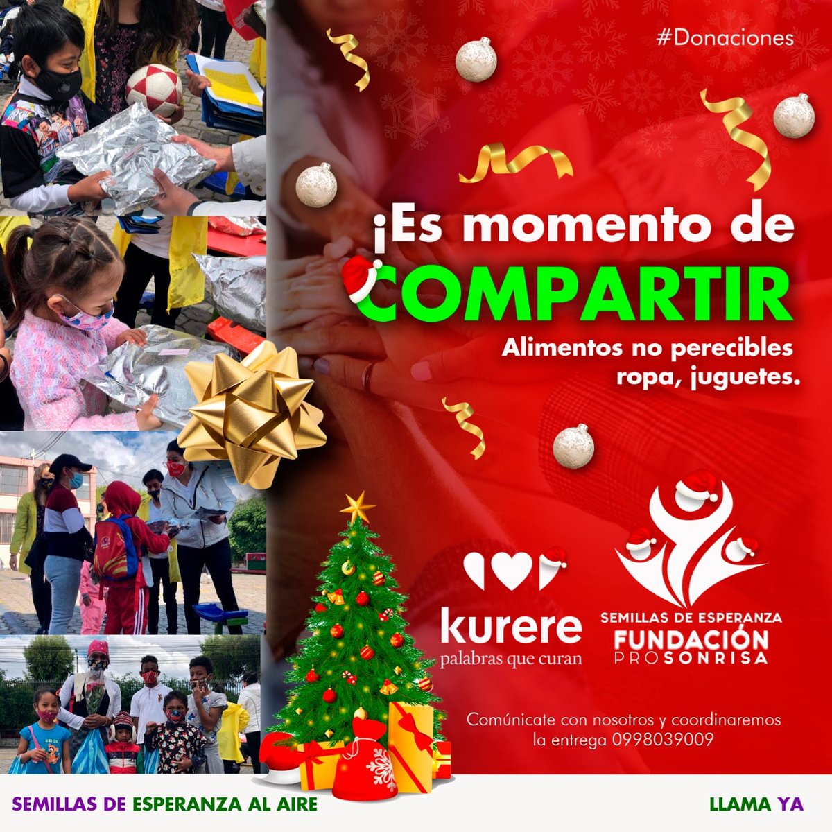 ES MOMENTO DE COMPARTIR |  Recibimos ropa en buen estado, alimentos no percibes, juguetes, apoyos económicos, etc.  Ponte en contacto con nosotros para coordinar la entrega.

Comunícate con nosotros al 0998039009 y coordinaremos la entrega.