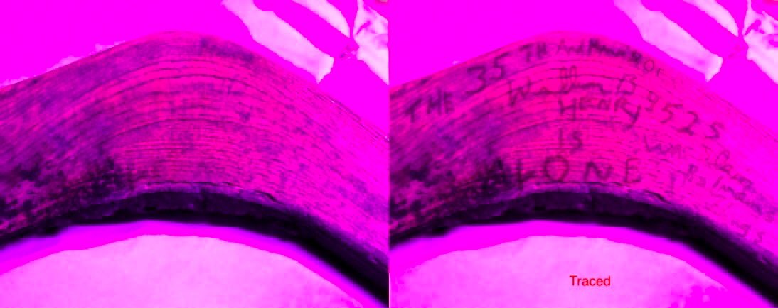BrianGalama's tweet photo. @MLangHockey Hi Marcel, Hope all is well. I actually don’t have just one large UV photo of the stick, but hundreds of photos of small areas of writing using various methods. Here is just a few photos. Also there is a few Discovery Channel videos on YouTube if you want to check them out. https://t.co/ihezJ6v5HM