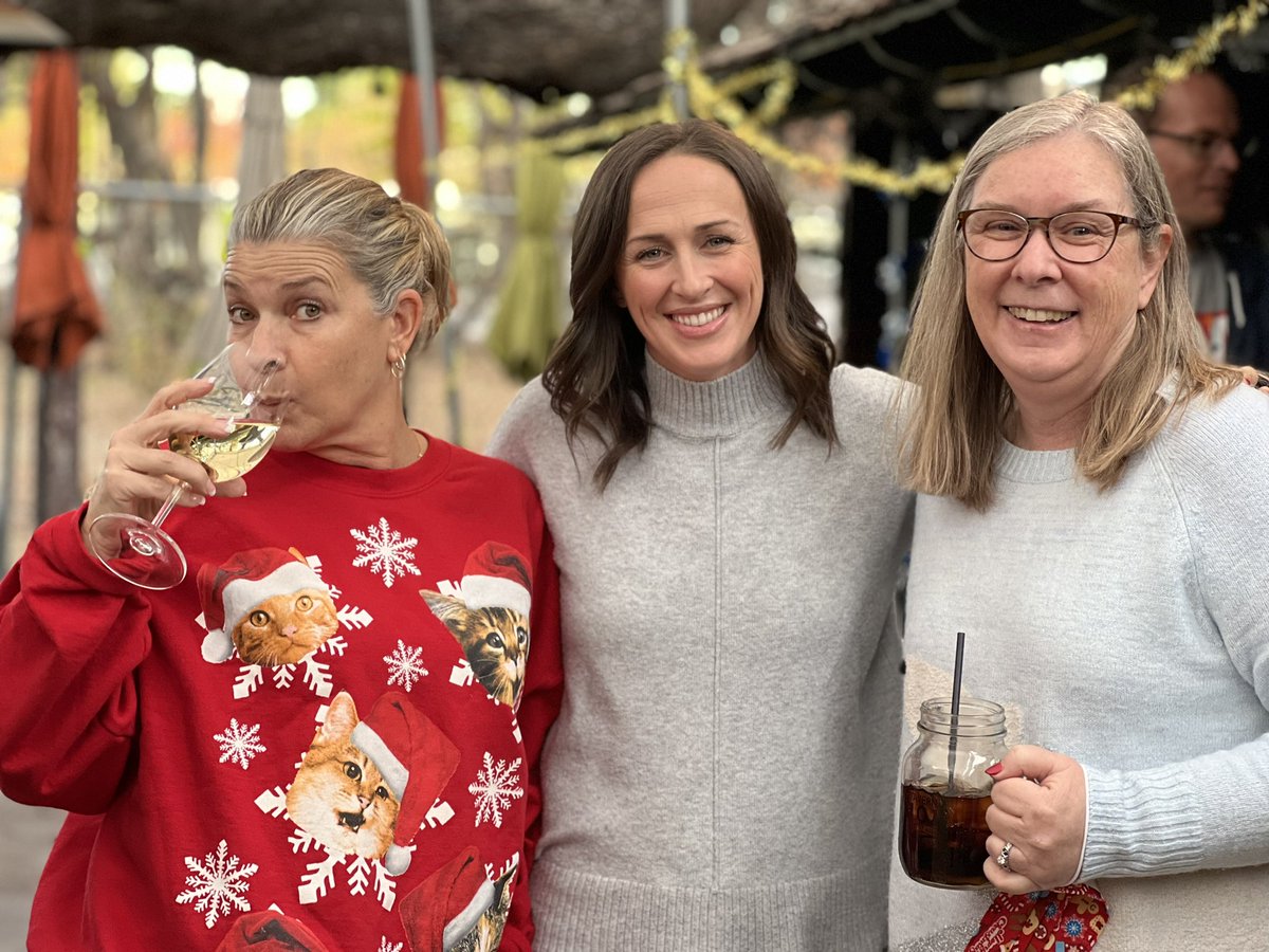 JesTechsOut's tweet photo. Sharing stories, laughs, and our best sweaters at Medea’s staff holiday celebration. Cheers to a restful and safe winter break! @MCMS_Panthers https://t.co/5ZTrPSuCUx