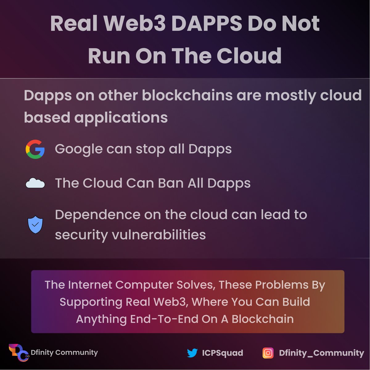 ICPSquad's tweet image. Real Web 3.0 DApps run fully on-chain! #ICP is the only sensible option for &quot;true&quot; DApps! ♾️🔥💰

Smash the 🧡 and retweet if you agree!