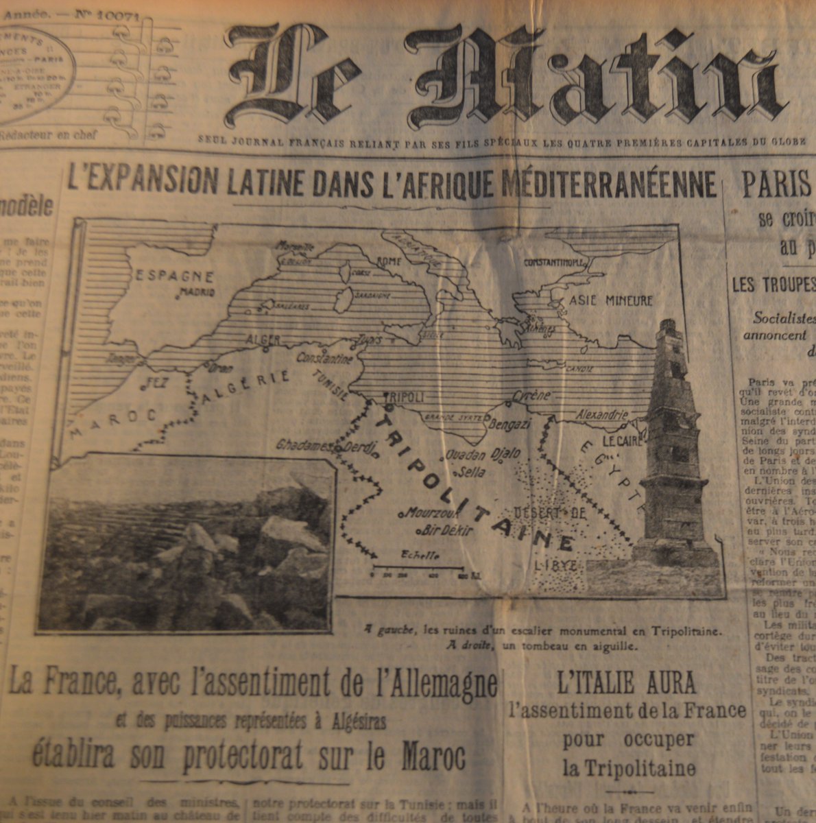 storia1911's tweet photo. #Libyanwar We agree that #Archaeologyduringwar is another way of making war ? Italian and other European propaganda justifies the conquest of Libya and North Africa by the Roman presence in antiquity. It's embodied in the archaeological remains.👇L'Illustrazione Italia &amp; Le Matin https://t.co/8YHWHXxX0r