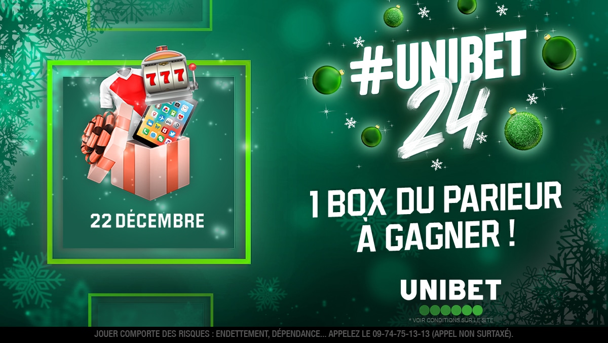 🎄 #UNIBET24 - 𝐂𝐚𝐬𝐞 𝟐𝟐 🔳

🎁 1 Box du parieur à gagner ! Elle comprend :
- une tablette
- un maillot au choix
- un an de Freebets (50€/mois)

👉 RT/Follow + #UNIBET24 + Ton pseudo.