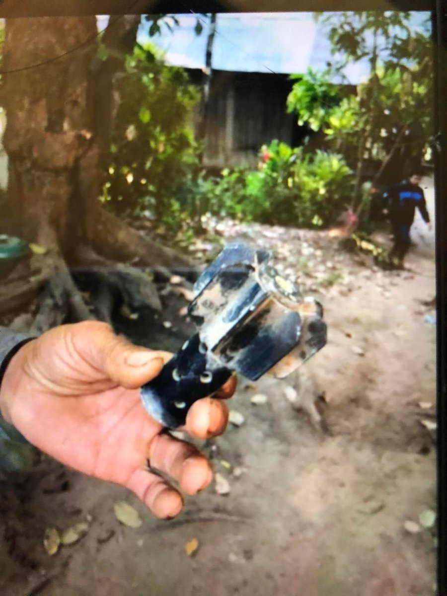 Mortar shell fired by the Burmese military landed on Thai side of the border, in Karen State. Despite UN recommendations, only around 40 of 193 UN members have imposed arms embargoes against Burma. Countries must impose unilateral arms embargoes against Burma now. 
Photo- #KIC