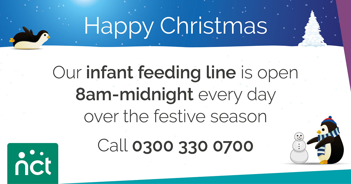 Our Breastfeeding Counsellors will be supporting parents every day throughout the Christmas period, including on Christmas Day, Boxing Day, New Year’s Eve and New Year’s Day. Call 0300 330 0700. We want to say a huge THANK YOU for their incredible support. 💚🙌🎄🎅 #WeAreNCT