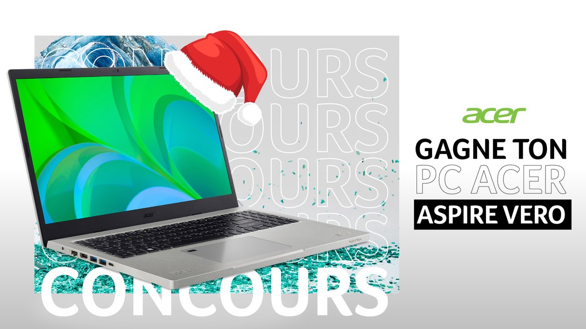 🎁 CONCOURS 🎁
Et oui c'est déjà noël chez Acer 😍
Pour participer et tenter de remporter ton #GreenPC Aspire Vero, rien de plus simple :
🔃 RT ce tweet
💚 Follow <a href="/AcerFrance/">Acer France 🇫🇷</a> 
👋 Identifie 3 amis 
Bonne chance 🍀 TAS le 03.01
#Acer #AspireVERO #giveaway