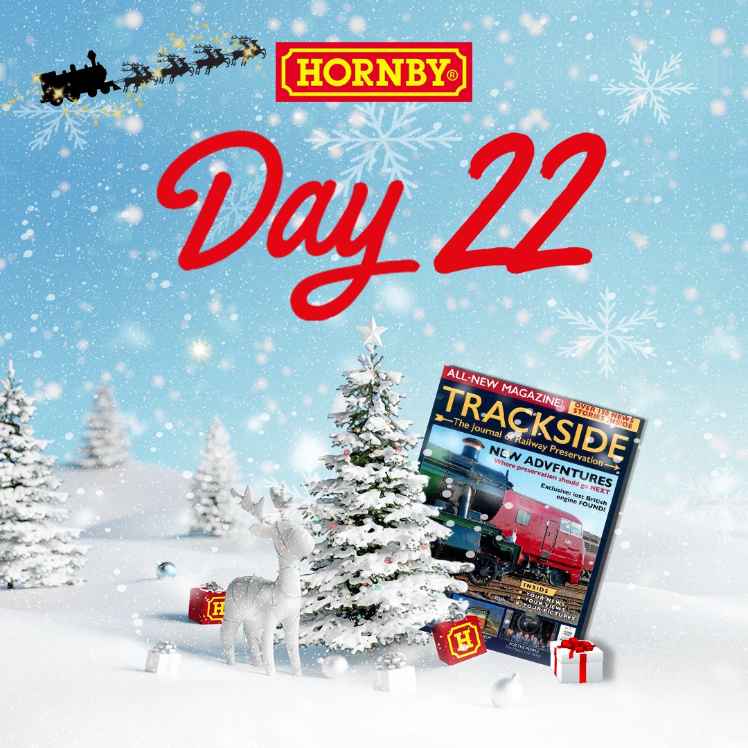 hornby's tweet photo. Who's ready to #win!? Behind door 22 is a years' subscription to Trackside Magazine!
This unique publication is a fresh take on Britain’s railway scene!

To enter:
- Follow us
- Like &amp; retweet this post
- Tag a friend

You have until 11:59pm (GMT) today to enter - good luck! 🤞 https://t.co/P3kiimLYty