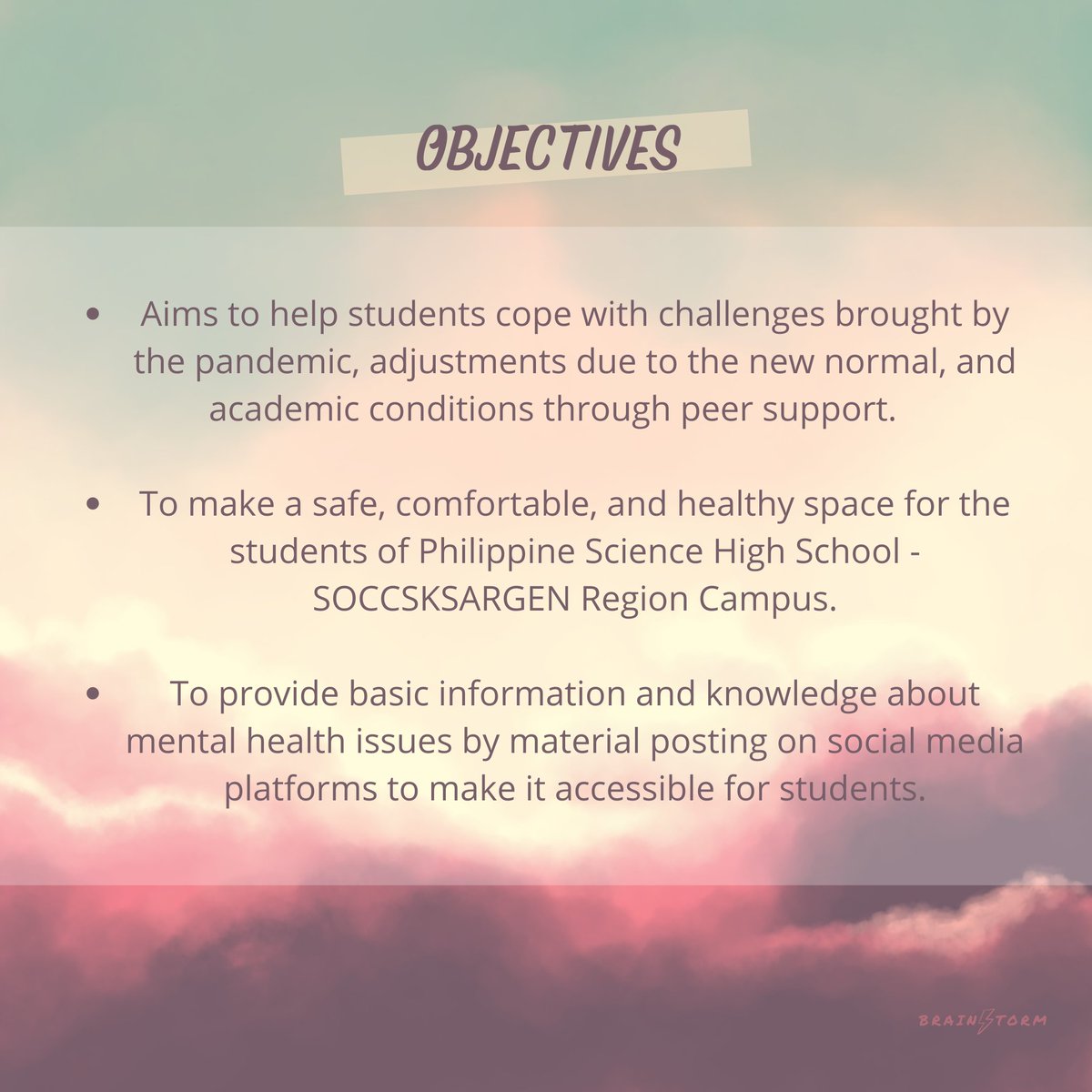 brainstorm_src's tweet photo. Hi Stormies!✨

In this post, we will be talking about Brainstorm’s purpose, objectives, and goals. Here, we have all the important particulars about Brainstorm for you to read.🥰 https://t.co/0IO5M3kRSF