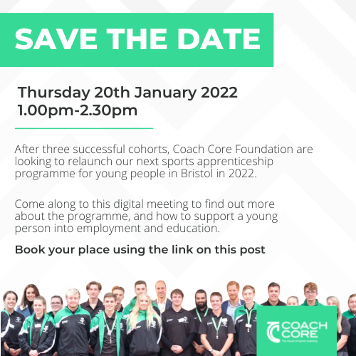 wearecoachcore's tweet photo. We're looking for Sports &amp; Physical Activity providing organisations in the Bristol area who might be interested in taking on an apprentice:
https://t.co/qyoaIrkkVF https://t.co/qKuUE701dz
