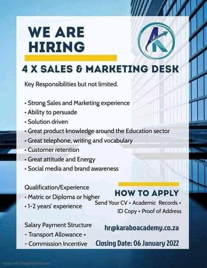 MetjahTebogo's tweet photo. Job vacancies ‼️ 
Please share ❤🙏🏾 https://t.co/HSCEjnziif