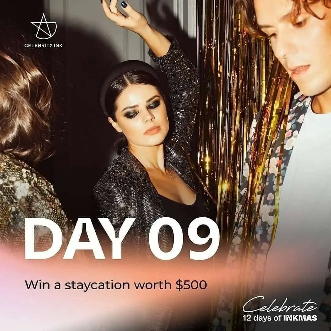 CelebrityInkTM's tweet photo. Day 9 Winner Announced!

Yesterday, we asked you to subscribe to the Inked Crew to be eligible to win this gift...

⭐ Congrats to Jadee L.⭐ You've won a Staycation $500 AUD!

#celebrityink #yourskinyourstory #inkmas https://t.co/LFfowFq3ZR