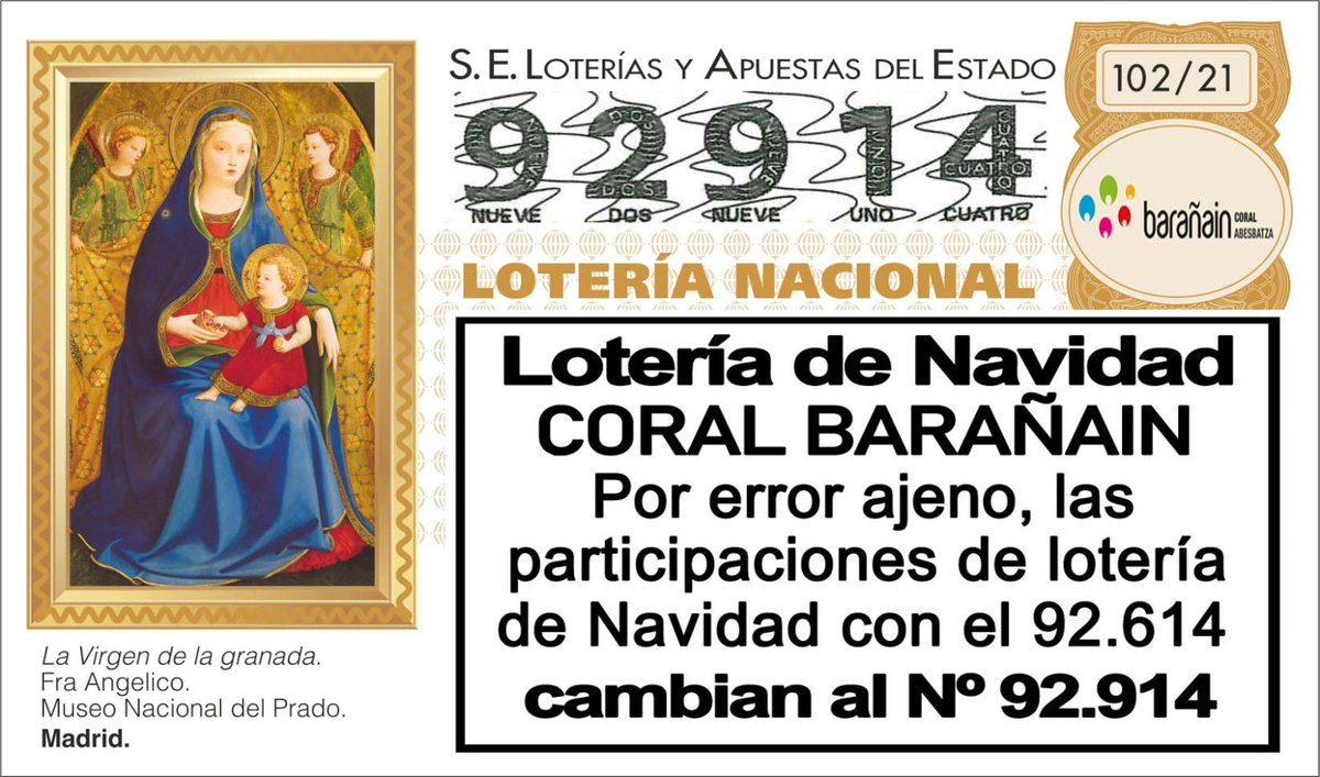CoralBaranain's tweet photo. Día de ilusiones y sueños  🌐 🎱 
Os comunicamos que por un error ajeno, el número que aparece en las participaciones de Coral Barañáin no corresponde con el que jugamos.
Nuestro número, que está deseando salir del bombo, es el: 9️⃣2️⃣9️⃣1️⃣4️⃣

#SorteodeNavidad 
#loteriadenavidad https://t.co/AnbFKRsOMM