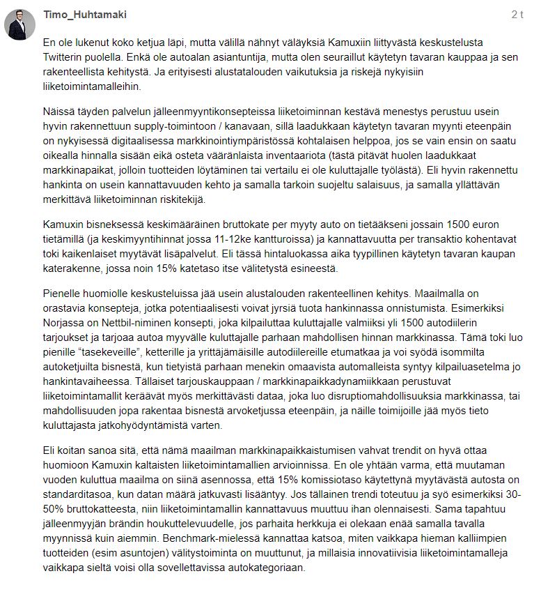 AcumenFutures's tweet photo. #VariantPerception Inderesin foorumilla on paikka paikoin hyviä pohdintoja. https://t.co/9ObMcvMRKM