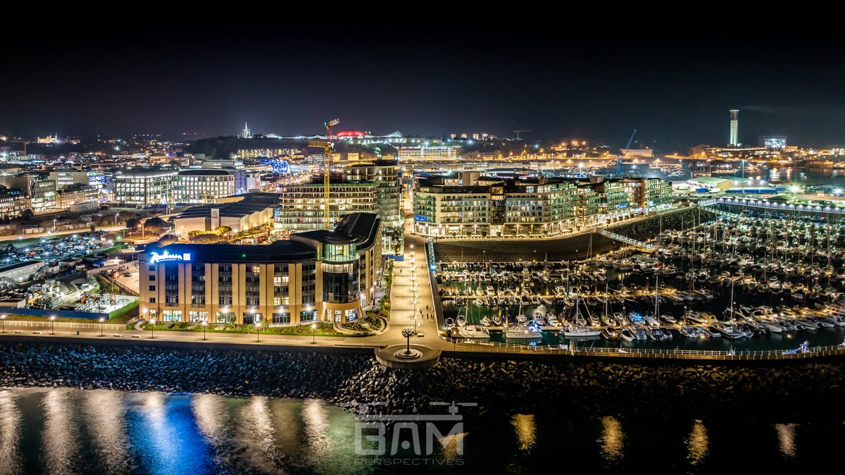 Finally got a chance to check out the night shot capabilities of my new  <a href="/DJIGlobal/">DJI</a> #mavic3cine last night and super impressed with the imagery!
St Helier looking beautiful all lit up!

<a href="/VisitJerseyCI/">Visit Jersey</a> <a href="/JerseyDevCo/">Jersey Develop Co</a> <a href="/PortsofJersey/">Ports of Jersey</a> <a href="/RadissonJersey/">Radisson Blu Jersey</a> <a href="/StHelierJsy/">Parish of St Helier</a> <a href="/GovJersey/">Government of Jersey</a>