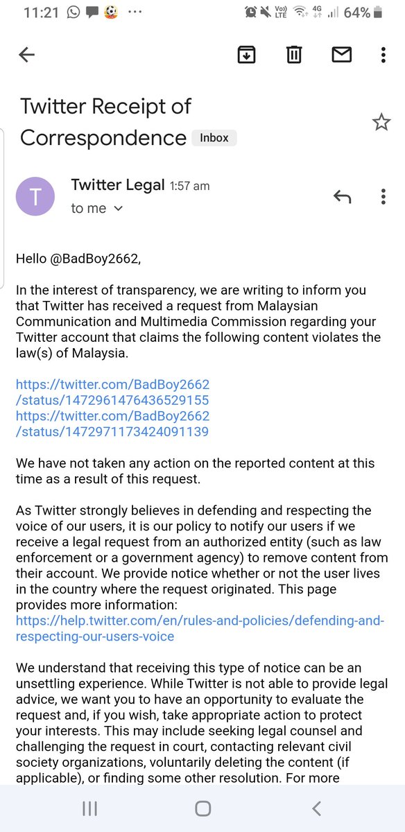 MCMC koyak dan complain diatas 2 tweet.

1. Rina Harun buat majlis derma banjir
2. Noh Omar cakap PPS tak daftar, mangsa tak layak dapat bantuan.

So far, Twitter tak layan request MCMC. 😋

Kerajaan nak tutup mulut Rakyat?!
🤬

#KerajaanBangsat