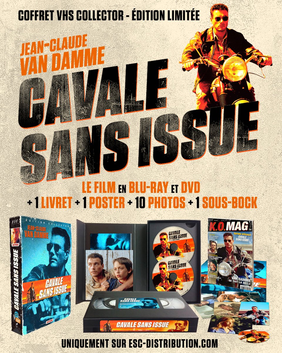 ESC_Films_'s tweet photo. 1/2
ÉDITION EXCLU SITE LIMITÉE À 1000 EXEMPLAIRES
Précommandez dès maintenant notre #VHSBoxESC #CavaleSansIssue avec #JeanClaudeVANDAMME, qui sortira le 16 février, et bénéficiez d'une remise de 10% sur les précommandes.
👉 https://t.co/b7VrsDw48T https://t.co/I3gBVOw64y