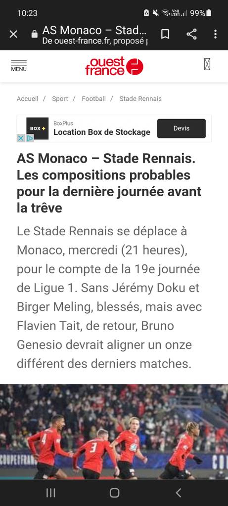 ACTUSRFC2's tweet photo. @ActuSRFC_ @ROUGEmemoire Je comprends pas pourtant Ouest-France dit que rennes devrait aligner un onze différent des derniers matchs mais plus bas c'est exactement la meme compo que les fois d avant.. https://t.co/9lusuGFFOc