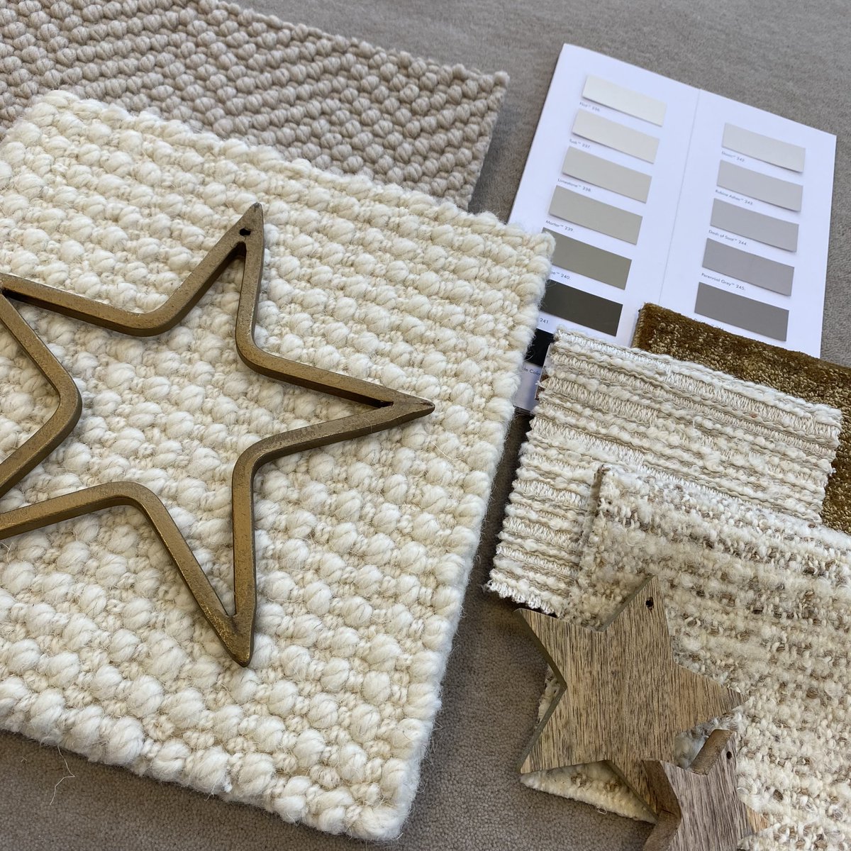 jacarandacarpet's tweet photo. 'Wintery Tones' are the essence of our latest moodboard, tactile wool textures take centre stage, &amp; just a pop of colour from our Satara range. Jacaranda's Chatra Cream, Natural Weave Herringbone &amp; Satara Camel shown on Heavy Velvet. Fabrics @DedarMilano paint by @LittleGreene https://t.co/9xh7QJ65pQ