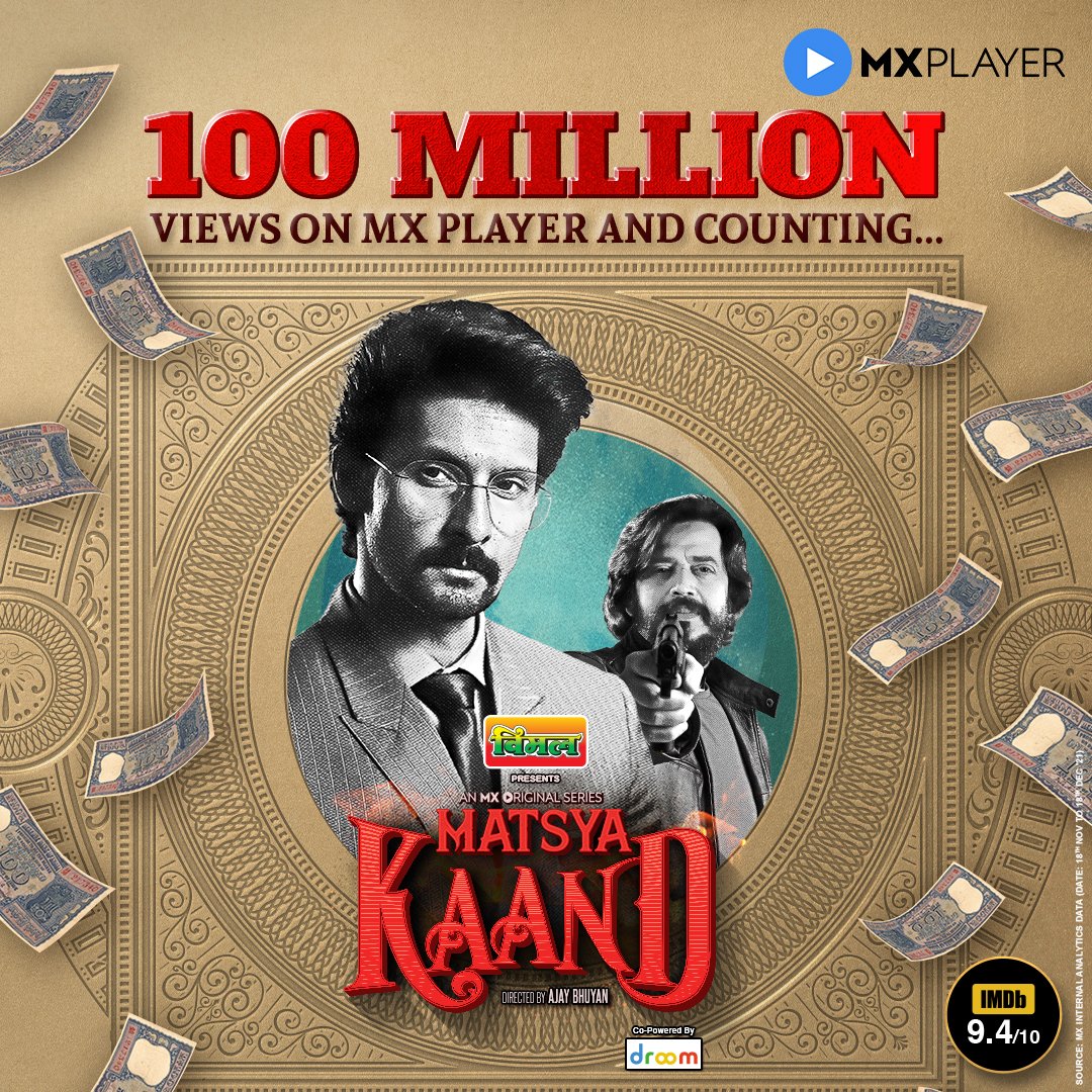 MXPlayer's tweet photo. Aapke PYAAR ne to k...k...k...k...k...k...kamaal kar diya 🙏🏻💯 

@_ravidubey @ravikishann @itspiyushmishra @ZoyaAfroz #MadhurrMittal #MatsyaKaand #MXOriginalSeries #MXPlayer https://t.co/qcPC2toWyh