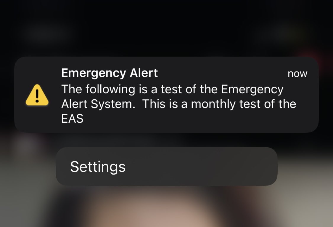 Nicoleonthebus's tweet photo. If you want to see what a house full of millennials yelling at loud noises like boomers sounds like— just set off this thing at 11:08 at night #easalert #emergencyalert https://t.co/TK3gj1vtN4
