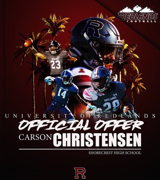After a great conversation with <a href="/UR_CoachGood/">Jim Good</a>, I’m excited to receive an offer from <a href="/UofR_Football/">Redlands Bulldog Football</a>!! 

<a href="/CoachC34/">Brandon Christensen</a> <a href="/BrandonHuffman/">Brandon Huffman</a> <a href="/RylandSpencer/">Ryland Spencer™</a> <a href="/NW_Spotlight/">NW SPOTLIGHT ATH'S</a>