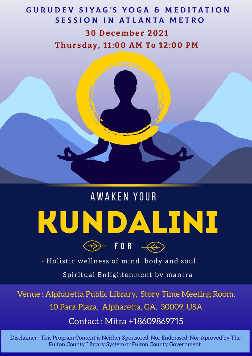 Gurudev Siyag’s Siddha Yoga Meditation Session in Atlanta Metro
GA on 30 Dec 2021.

It’s all about holistic well-being of mind body and soul

Please share with people of Atlanta

<a href="/nytimes/">The New York Times</a>
<a href="/justinbieber/">Justin Bieber</a>
<a href="/POTUS/">President Donald J. Trump</a>
<a href="/selenagomez/">Selena Gomez</a>
<a href="/narendramodi/">Narendra Modi</a> 
#GSSY_TheRealYoga 
#beyondphysicalscience