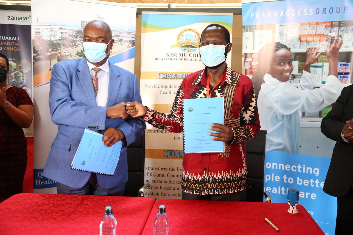 KisumuInv_Conf's tweet photo. One of the day 2 highlight of the Kisumu Investment Conference was when @KisumuCountyKE led by the Governor @AnyangNyongo
signed an MoU with @PharmAccessKE. The County will benefit from technical assistance support from PharmAcces. 
#marwa https://t.co/nPkeocnbtU https://t.co/DwtBNVgtQt