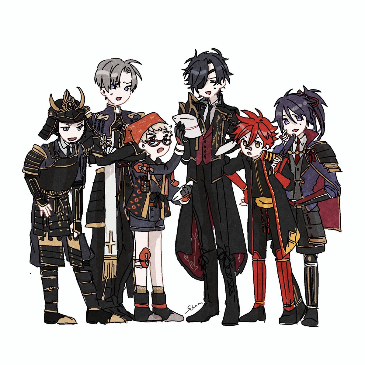 燭台切光忠(刀剣乱舞) 「今回の連隊戦の出陣部隊!頑張ろ〜!🌹 」|ｼｭﾅのイラスト