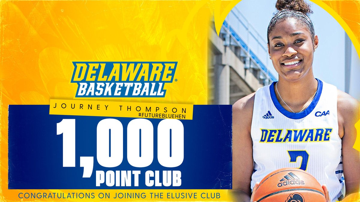 #BlueHen Country 💙💛💙💛 Please help us congratulate ⁦@JourneyT_2⁩ on her 1000th pts 🏀🔥 We’re so proUD of you👏🏾👏🏾👏🏾 Let’s Go Hens 🤗 #AOW #ELITE