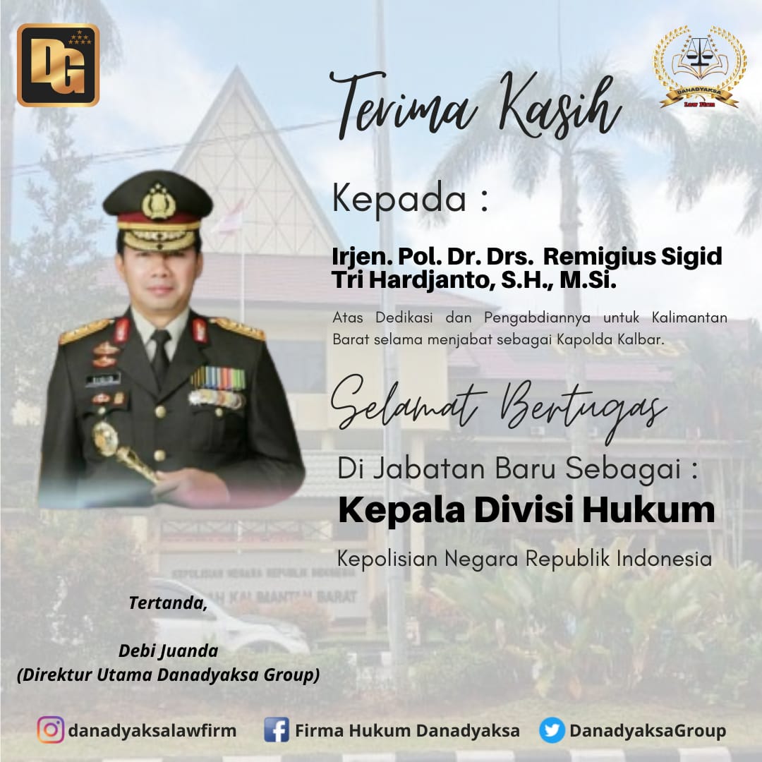 DanadyaksaGroup's tweet photo. Selamat Kepada Irjend Pol Drs Suryanbodo Asmoro, MM yang diangkat jabatan baru sebagai Kapolda Kalbar.&amp; Terima Kasih Kami Haturkan Kepada Irjend Pol, Dr. Drs Remigius Sigid Tri Harjadyanto, semoga Sukses dalam Jabatan Barunya Sebagai Kadiv
Hukum #poldakalbar #poldakalbarber https://t.co/7DyVH0sJjw