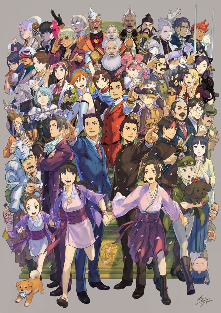 Ace Attorney 20th Anniversary artwork by Kazuya Nuri