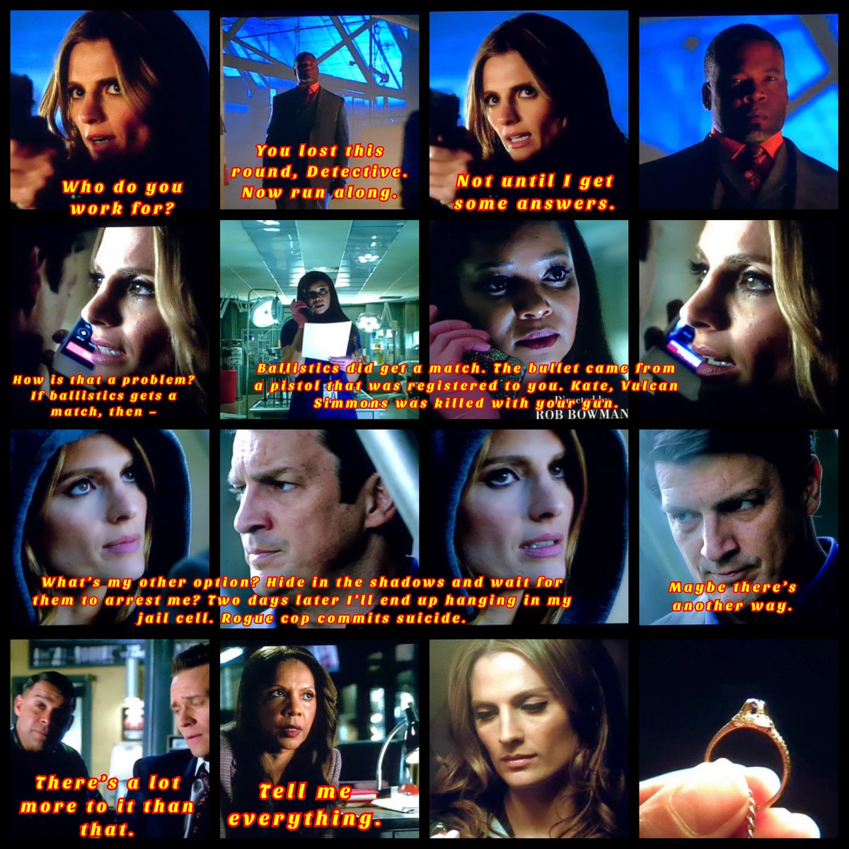 No #Castle aired on 12/22/xx -but a memory for u 6x22 - VERITAS (I/II)

KB: Wait, how is that a problem? If Ballistics gets a match, then..

LP: Ballistics did get a match. The bullet came from a pistol that was registered to you. Kate, Vulcan Simmons was killed with your gun. https://t.co/nPvBGoehz2